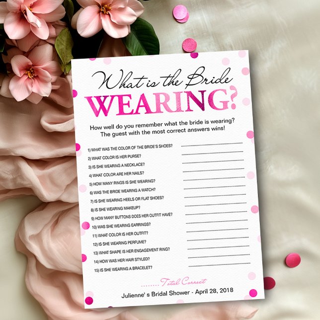 What is the bride wearing game | Magenta Confetti Invitation (Creator Uploaded)