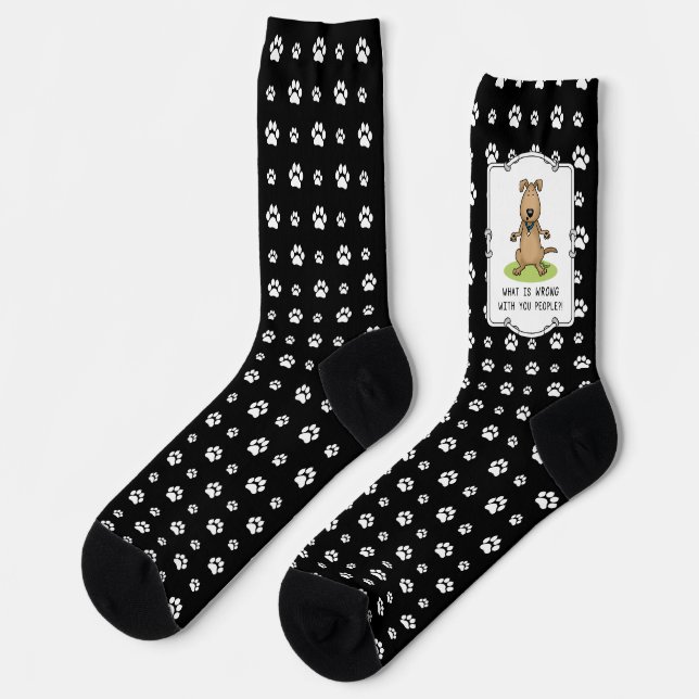 What is Wrong with You People? Funny irritated dog Socks (Left)