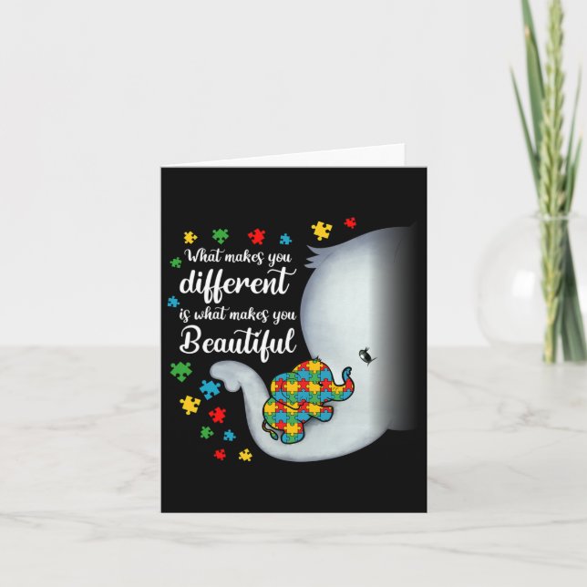 What Makes You Different Elephant Autism Mum Boys  Card (Front)