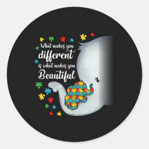What Makes You Different Elephant Autism Mum Boys  Classic Round Sticker