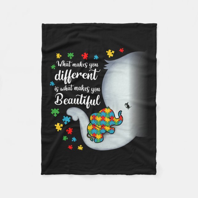 What Makes You Different Elephant Autism Mum Boys  Fleece Blanket (Front)