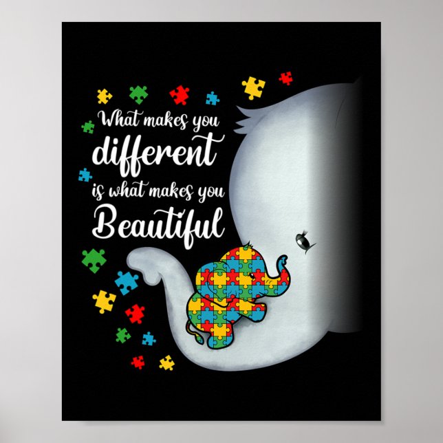 What Makes You Different Elephant Autism Mum Boys  Poster (Front)
