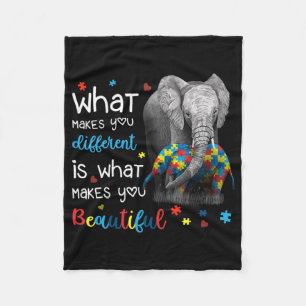 What Makes You Different Elephant Mom Autism Aware Fleece Blanket