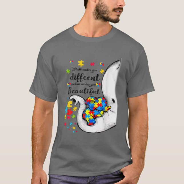 What Makes You Different Elephant Mom Autism Child T-Shirt (Front)