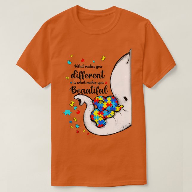 What Makes You Different Elephant Mom Autism Child T-Shirt (Design Front)