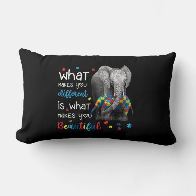 What Makes You Different Elephant Mum Autism Aware Lumbar Cushion (Front)