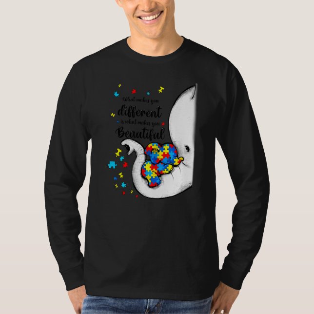 What Makes You Different Elephant Mum Autism Aware T-Shirt (Front)