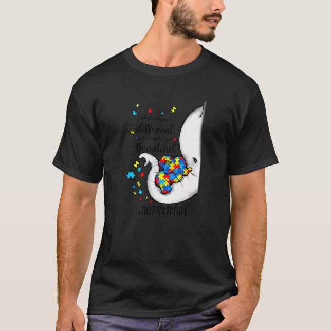 What Makes You Different Elephant Mum Autism Aware T-Shirt (Front)