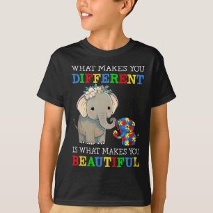 What Makes You Different Elephant Mum Autism Aware T-Shirt