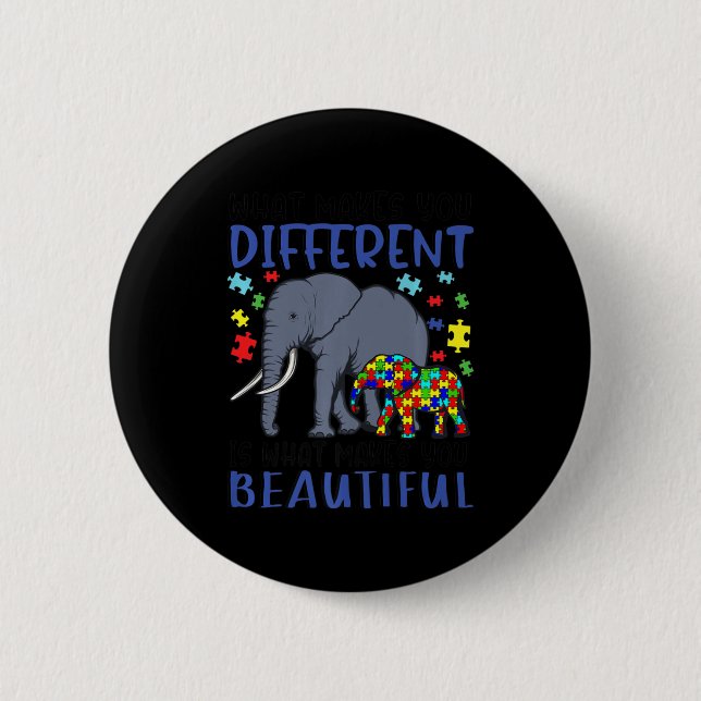What Makes You Different Elephant Mum Autism Child 6 Cm Round Badge (Front)