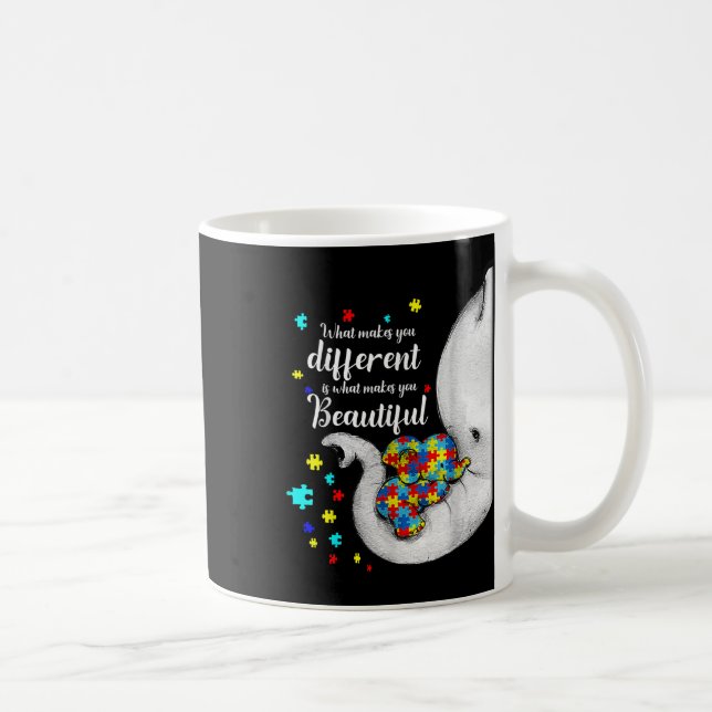 What Makes You Different Elephant Mum Autism Child Coffee Mug (Right)