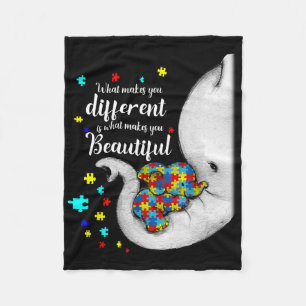 What Makes You Different Elephant Mum Autism Child Fleece Blanket