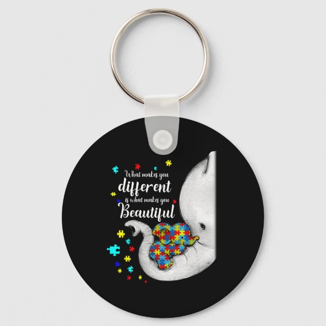 What Makes You Different Elephant Mum Autism Child Key Ring (Front)