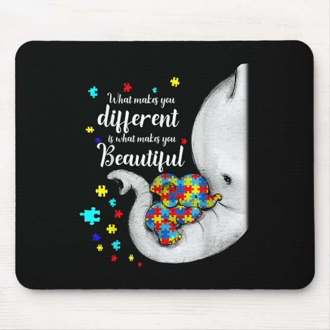 What Makes You Different Elephant Mum Autism Child Mouse Pad (Front)