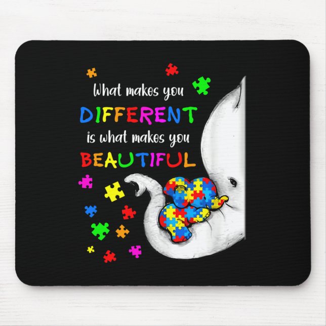What Makes You Different Elephant Mum Autism Child Mouse Pad (Front)