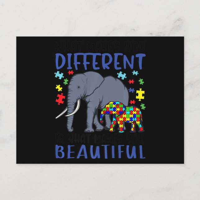 What Makes You Different Elephant Mum Autism Child Postcard (Front)