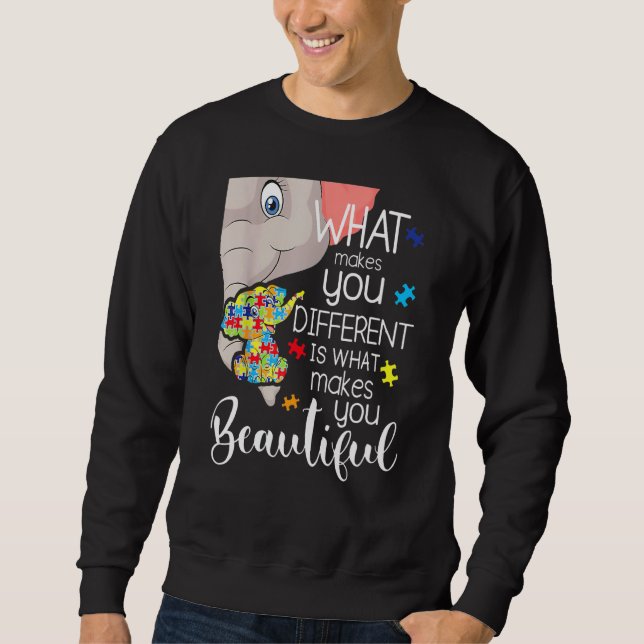 What Makes You Different Elephant Mum Autism Child Sweatshirt (Front)