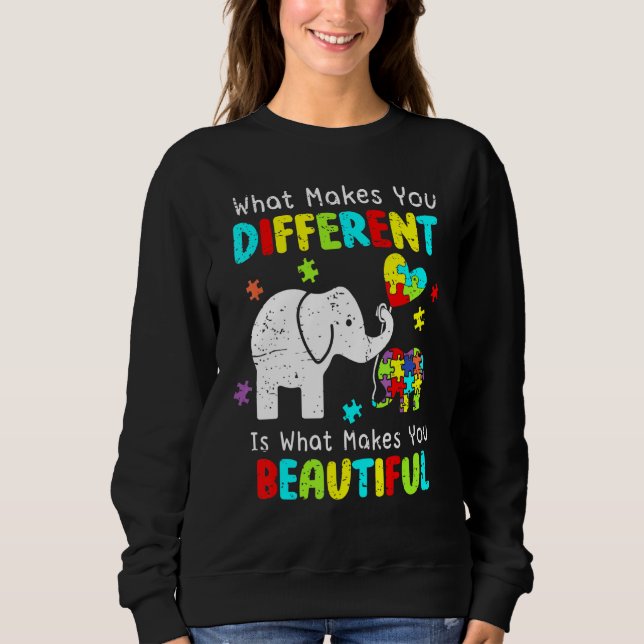 What Makes You Different Elephant Mum Autism Child Sweatshirt (Front)