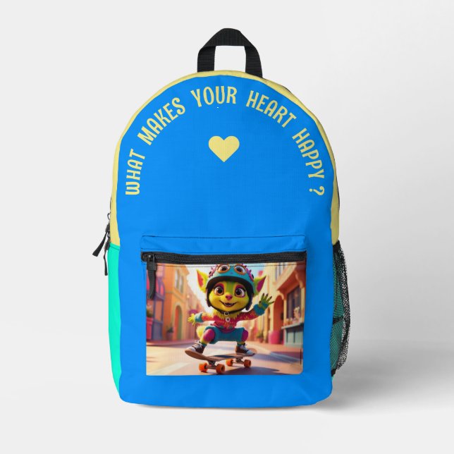 What Makes Your Heart Happy ? Printed Backpack (Front)