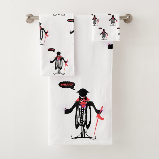 WHAT? MAN CARICATURE Novelty Bath Towel Set (Insitu)