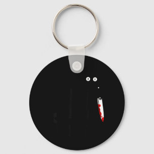 What_ Murderous Black Cat Holding A Knife Funny Key Ring