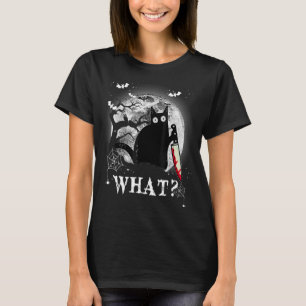 What Murderous Cat Holding Knife   Halloween Costu T-Shirt