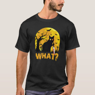 What Murderous Cat Holding Knife  Halloween Costum T-Shirt