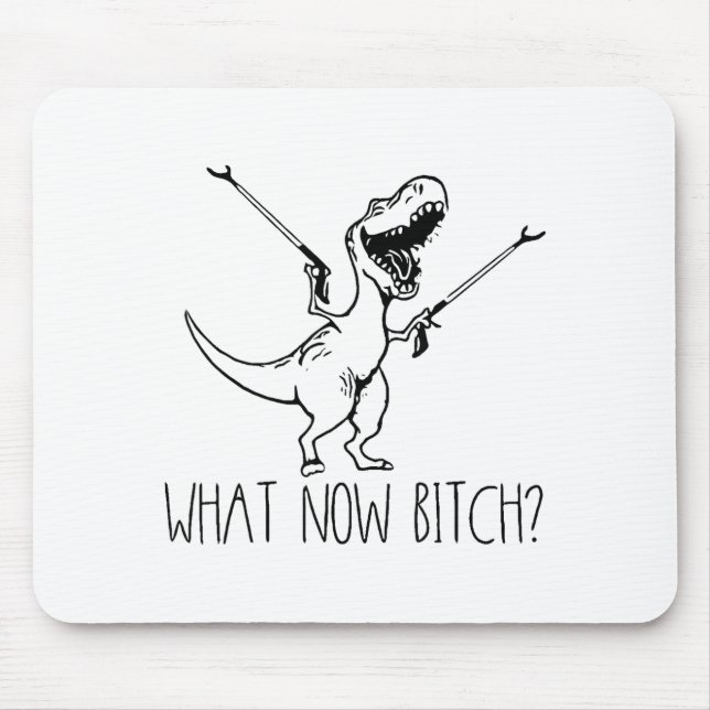 What Now Bich Funny T Rex Dinosaur Saying Quote Me Mouse Pad (Front)