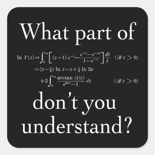 What Part of... White on dark Square Sticker (Front)