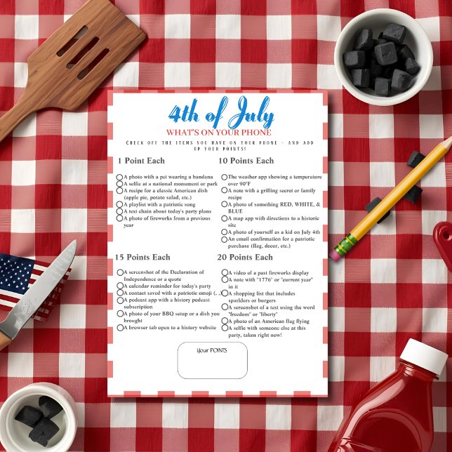 What’s in Your Phone? 4th of July Game Red card (What’s in Your Phone? 4th of July Game Red card)