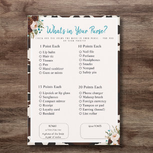 What’s in Your Purse? Bridal  Shower boho Game Invitation