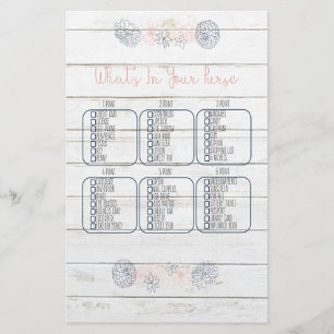 What’s in your Purse Navy Blush Bridal Shower Game