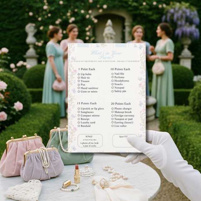 What’s in Your Purse? Romantic Floral Game Invitation (What’s in Your Purse? Romantic Floral Game)