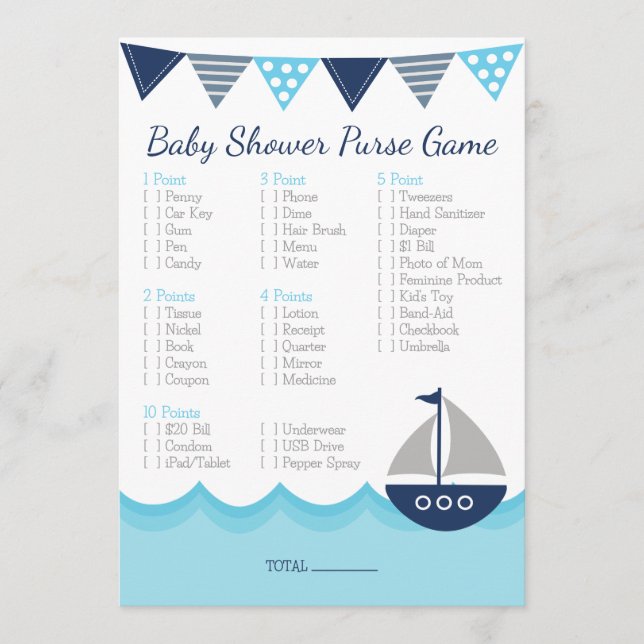 What’s in Your Purse? – Sailor Baby Shower Game Pr Programme (Front)