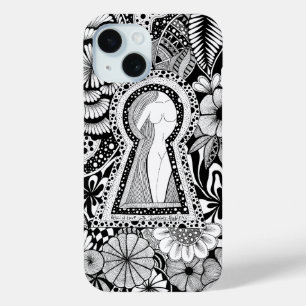 What’s Next? – Black and White Surreal Hand-Drawn iPhone 15 Case