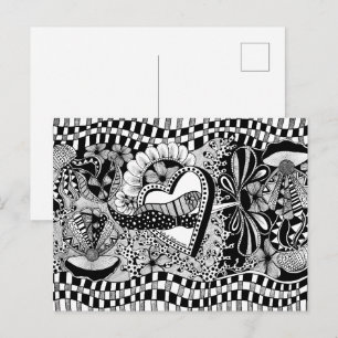 What’s Next? – Black and White Surreal Hand-Drawn Holiday Postcard