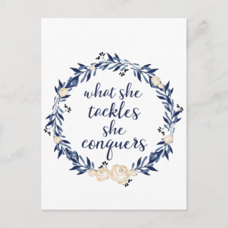 What She Tackles She Conquers Postcard