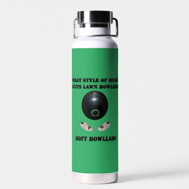 What Style Of Music Suits Lawn Bowlers,  Water Bottle (Back)