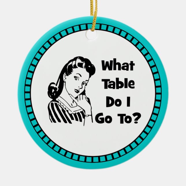 What Table Do I Go To? Ceramic Tree Decoration (Front)