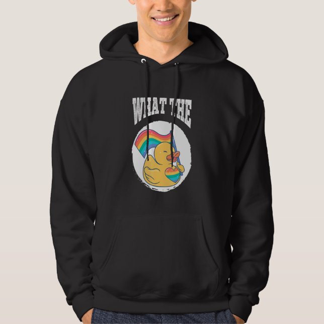 What The Duck Duck Unicorn LGBTQ Rubber Duck Erpel Hoodie (Front)