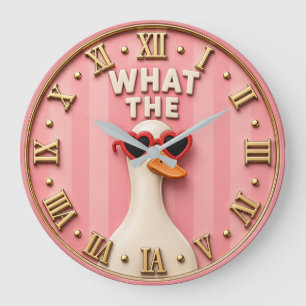 What The Duck Funny Goose with Heart Sunglasses  Large Clock