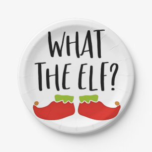 What the Elf Funny Christmas Elf Santa Claus  Paper Plate