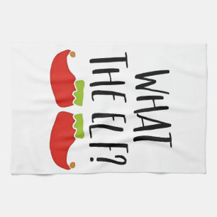 What the Elf Funny Christmas Elf Santa Claus Tea Towel