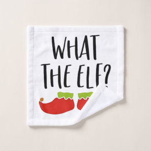 What the Elf Funny Christmas Elf Santa Claus  Wash Cloth