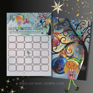 What the Elf winter Baby Shower Bingo Game Card