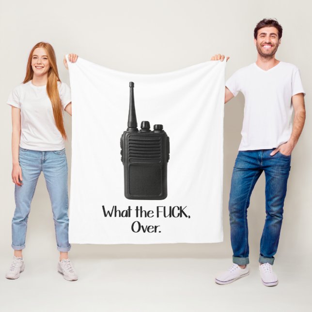 What The Fu*k Over Funny Walkie Talkie Icon Fleece Blanket (In Situ)