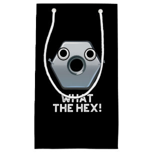 What The Hex Funny Hexagon Shape Pun Dark BG Small Gift Bag
