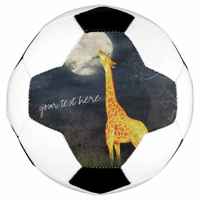 What the moon tastes like? Giraffe and Moon Soccer Soccer Ball (Front)