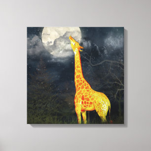 What the moon tastes like? Giraffe & Moon   Canvas Print