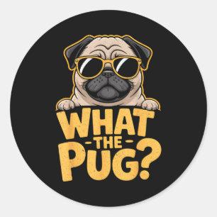 What The Pug For Kids Boys Funny Dog Lover Pun Classic Round Sticker